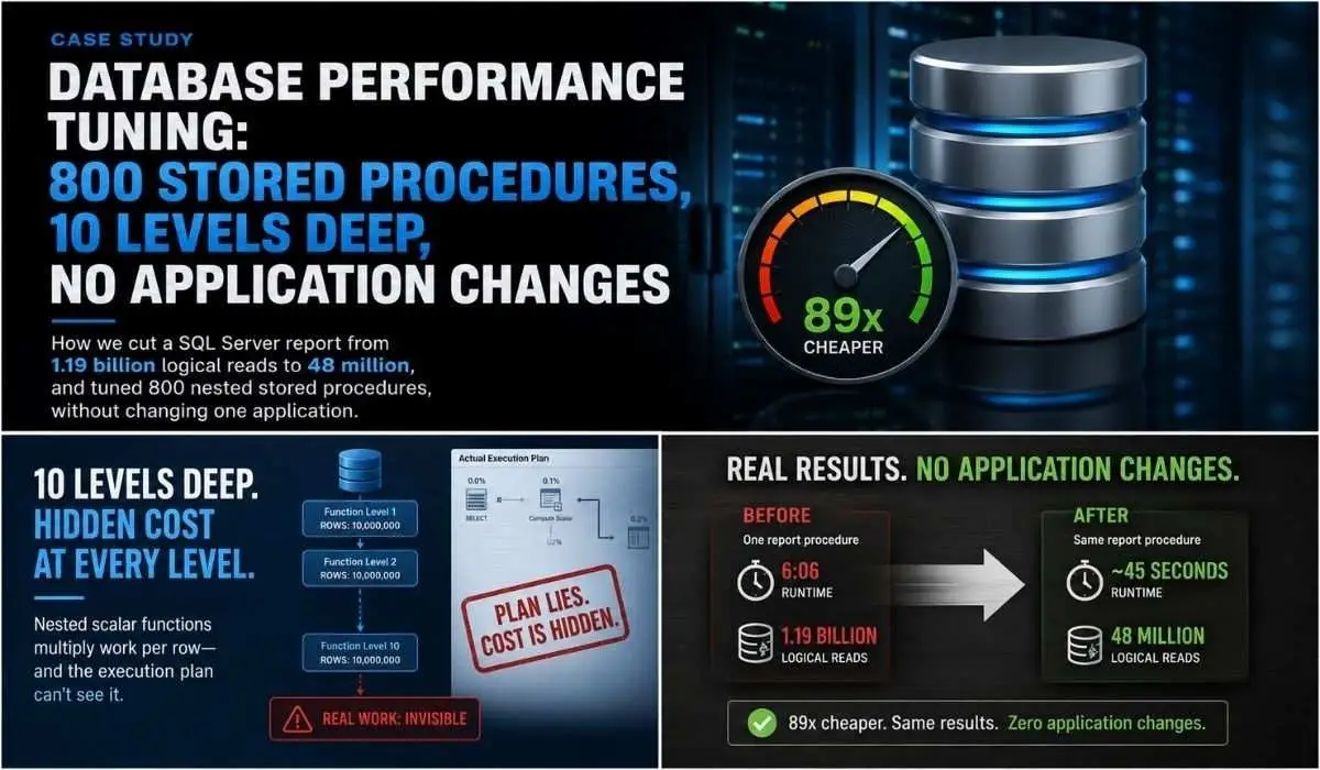 SQL Server execution plan showing hidden cost of scalar functions. SQL Server execution plan showing hidden cost of scalar functions.
